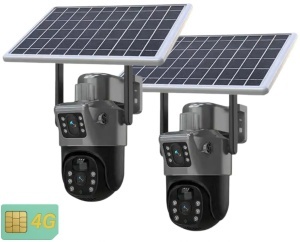 PACHET 2 X CAMERA DE SUPRAVEGHERE DUBLA CU PANOU SOLAR CARTELA SIM 4G