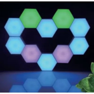 Set 3 lampi decorative de perete HEXAGON cu led color si telecomanda - Img 3