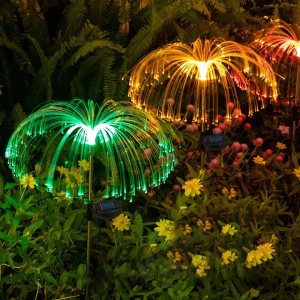 SET 4 LAMPI SOLARE DECORATIVE PALMIER LED COLOR FIBRA OPTICA - Img 6