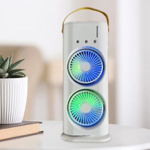 Ventilator cu Led portabil de birou cu umidificare prin pulverizare, Dimensiuni 37 X16 Cm, Alb - Img 3