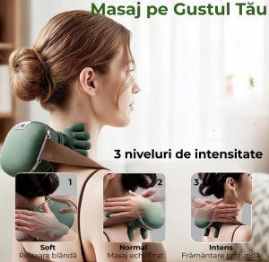 Aparat Masaj Cervical pentru Gat, Umeri, Picioare si Abdomen, Deep TISSUE, 4D cu Incalzire, Profesional, Fara fir, Imita Mana - Img 7