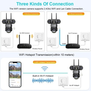 Camera 12MP Full HD, 3 zone supravegheate simultan, Detectarea miscarii, Comunicare bidirectionala, Vedere nocturna, Stocare prin card SD/Cloud - Img 3