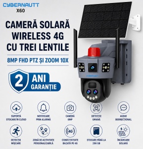 CAMERA SUPRAVEGHERE 2K CU ZOOM OPTIC, CU PANOU SOLAR, 3 LENTILE, 6MP, INTELIGENTA ARTIFICIALAA , SENZOR MISCARE, OKAM PRO - Img 4
