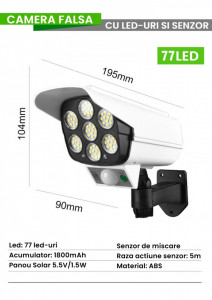 CAMERA SUPRAVEGHERE FALSA CU LED-URI SI SENZOR MISCARE - Img 2