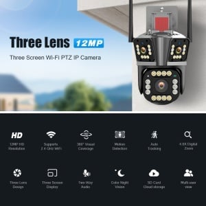 CAMERA SUPRAVEGHERE TRIPLA 9 MP WIFI + PORT UTP IPC360 HOME + CARD 32GB - Img 7