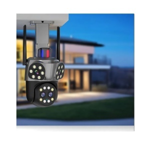 Camera Supraveghere WiFi JORTAN zoom optic JT-8856, 12MP, 4 Lentile cu Zoom, Senzor de miscare, Rotire 360°, Alarma, Vedere Nocturna Color, Waterproof, Negru - Img 4