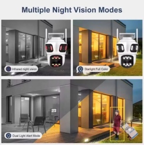 Camera Tripla de Supraveghere Wi-Fi, PTZ, P15, 4K , cu 3 lentile , Audio Bidirectional, Night Vision, Slot Card ,cu Aplicatie Mobila - Img 6