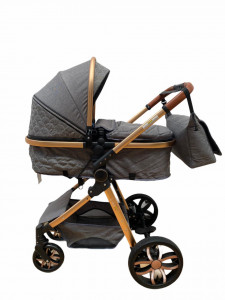 Carucior 3 in 1 Reversibil, cu Suspensii, Geanta Inclusa si Cos Auto, Plabil, T9, Gri - Img 6