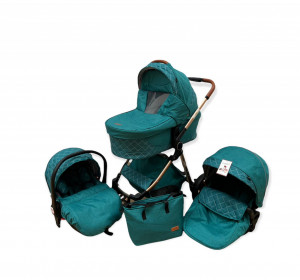 Carucior 3 In 1, Scoica, Landou si Sport, Reversibil Si Cu Suspensii T6, Verde