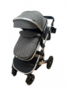Carucior 3 in 1 T1 , 0-36 luni, transformabil, reversibil,cu roti cauciuc, culoare NEGRU - Img 7