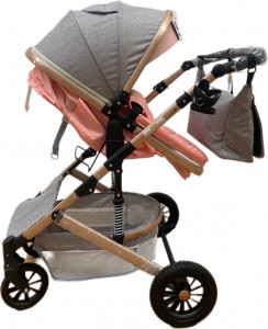 Carucior 3 In 1, T2, Scoica, Landou si Sport, Reversibil Si Cu Suspensii,GRI-ROZ - Img 3