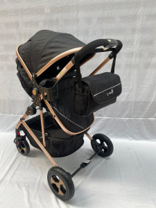 Carucior bebe 2 in 1, pliere cu o singura mana, NEGRU 808