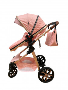 Carucior copii 3 in 1, cu suspensii, reversibil, T9 - roz - Img 2
