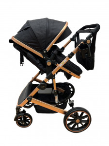 Carucior copii transformabil 3in1, Landou Reversibil, T4, Negru - Img 8