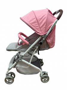 Carucior sport bebelusi, pliere troller, compatibil avion, roti pline, 0-36 luni, roz - Img 3