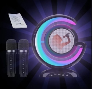 Dispozitiv Karaoke All-in-One, cu Boxa Bluetooth, 1 Microfon, Iluminare RGB Led, Slot Card, Conectare la Smartphone - Img 5