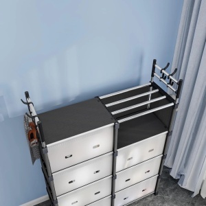 Dulap Organizator Modular 123x84x32cm, cu 8 Compartimente și Uși Rabatabile, Cadru Metalic - Img 4