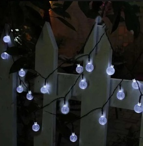 Instalatie solara Globulete Cristal LED, 19,5 metri ,150 led, ALB RECE - Img 2