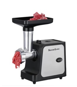 Masina de Tocat Carne Electrica Silver Love MG12-100, Putere 1000W, Functie Reverse, Accesorii Carnati si Kebbe, Cutit Inox, Argintiu