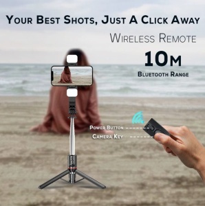 SELFIE STICK CU TELECOMANDA, LED-URI, INALTIME DE 115CM , CONECTARE TELEFON - Img 6