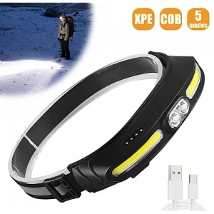 SET 2 X Lanterna de cap 5 moduri de functionare CH500 lumina alba si rosie incarcare USB 400lm - Img 3