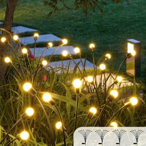Set 4 X Lampi solare Licurici De Gradina 8 Bulbi Fiecare Led Color
