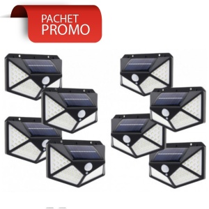 SET 8 LAMPI SOLARE PENTRU CURTE CU 100 LED - 3 MOD ILUMINARE