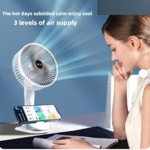 Ventilator portabil, reîncărcabil prin USB, cu 3 trepte, ventilator electric fără fir, ventilator de mână, cu clemă, cu circulație, ventilator de răcire pentru camping, birou - Img 3