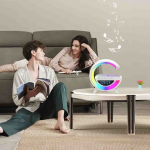 Boxa Bluetooth Multifunctionala 3 in 1, Lampa LED RGB, Boxa Bluetooth, Incarcator Telefon Wireless, Lumina RGB, Alb - Img 4