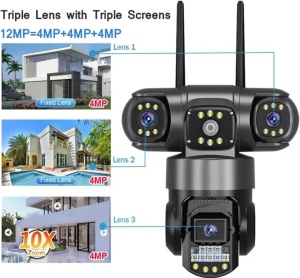 Camera 12MP Full HD, 3 zone supravegheate simultan, Detectarea miscarii, Comunicare bidirectionala, Vedere nocturna, Stocare prin card SD/Cloud - Img 4