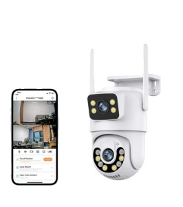 Camera dubla de supraveghere exterior, 8MP 4K, Detectare umana AI, Auto Tracking, IP66, wireless, cu card 32G - Img 3