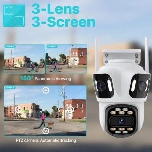 Camera Tripla de Supraveghere Wi-Fi, PTZ, P15, 4K , cu 3 lentile , Audio Bidirectional, Night Vision, Slot Card ,cu Aplicatie Mobila - Img 3