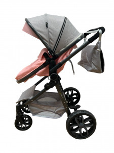 Carucior 2 in 1 T8, Cu landou Reversibil, copertina extensibila, geanta pentru scutece, strangere compacta, plasa de insecte si saltea bambus, turcoaz - Img 5