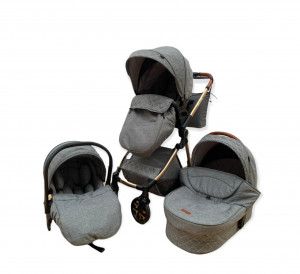 Carucior 3 In 1, Scoica, Landou si Sport, Reversibil Si Cu Suspensii T6, Gri