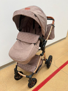 Carucior 3 In 1, Scoica, Landou si Sport, Reversibil Si Cu Suspensii T6, Crem - Img 2