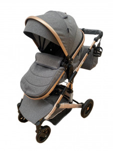 Carucior bebe 2 in 1, 0-36 luni, desene, T7 gri - Img 6