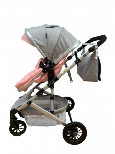 Carucior bebe 2 in 1, 0-36 luni, desene, T7 roz