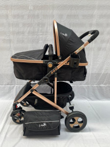 Carucior bebe 2 in 1, pliere cu o singura mana, NEGRU 808 - Img 2