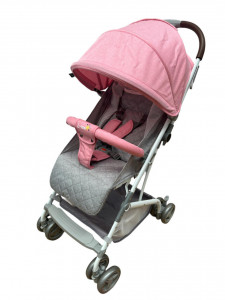 Carucior sport bebelusi, pliere troller, compatibil avion, roti pline, 0-36 luni, roz - Img 4