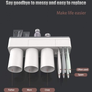 DOZATOR PASTA DE DINTI CU SUPORT MAGNETIC, 3 PAHARE , 6 PERIUTE DE DINTI SI SUPORT TELEFON - Img 5