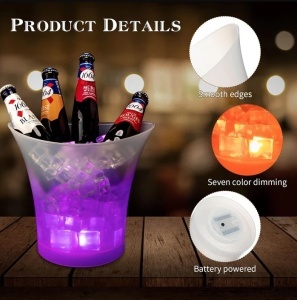 Frapiera 5 / 7 litri, boxa Bluetooth integrata, LED multicolor, plastic impermeabil - Img 3