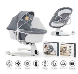 Leagăn electric POPYPAPA, balansoar și pătuț pentru bebeluși, 3 viteze, muzical, cu telecomandă, multicolor, 9kg