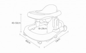 Premergator si Antemergator, 3 in 1,functie si de scaun de masa, reglabil pe inaltime, cu roti de silicon,muzical,rosu - Img 8