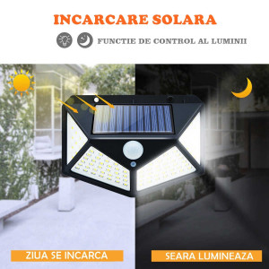 SET - 4 LAMPI SOLARE 100 LED-URI + LANTERNA CAP CADOU - Img 2