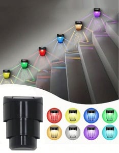 SET 6 LAMPI SOLARE DECORATIVE DE PERETE TIP BAMBUS ALB CALD/COLORAT - Img 1