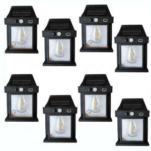 SET 8 LAMPI SOLARE LED RETRO CU 3 MODURI DE ILUMINARE + SENZOR MISCARE