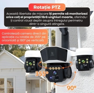 CAMERA DE SUPRAVEGHERE TRIPLA CU PANOU SOLAR, SLOT DE CARTELA 4G, 15MP - Img 8