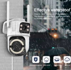 Camera Supraveghere Dubla cu WiFi, Rezolutie 3MP, Rezistenta la Apa, Interior si Exterior - Img 2