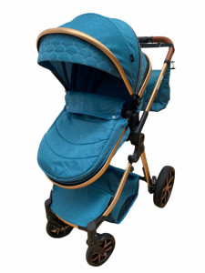 Carucior 3 in 1 Reversibil, cu Suspensii, Geanta Inclusa si Cos Auto, Plabil, T9, Albastru - Img 7