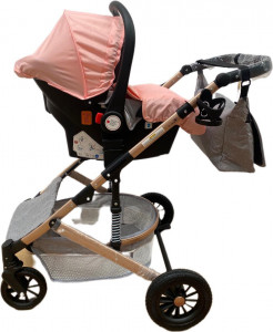 Carucior 3 In 1, T2, Scoica, Landou si Sport, Reversibil Si Cu Suspensii,GRI-ROZ - Img 5
